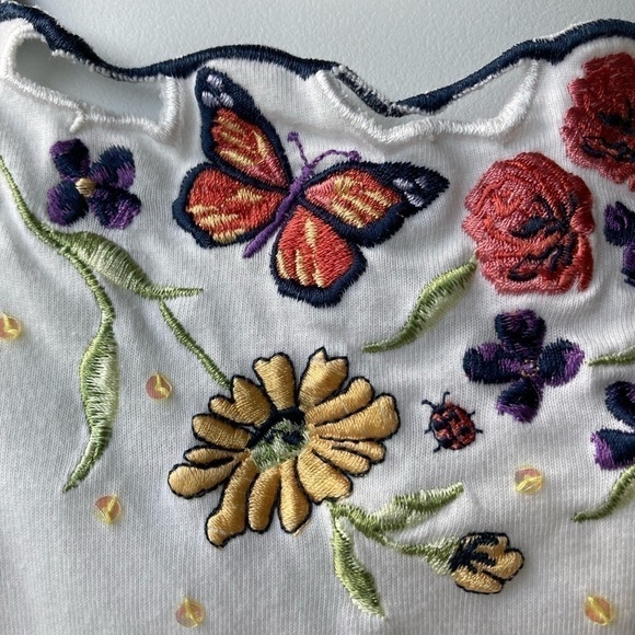 Bonworth embroidered top size XL butterflies flowers - Picture 2 of 10